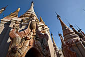 Kakku Pagoda complex. Detail of the stupa inside the cluster of pagodas that make up the complex. Shan State, Burma (Myanmar). 
